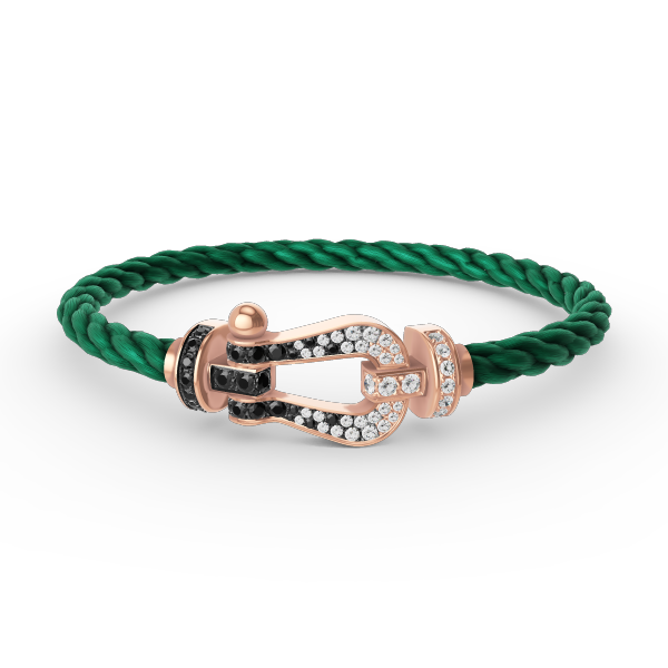 Mystic FORCE LARGE HORSESHOE BLACK WHITE DIAMOND BRACELET ROSE GOLD
