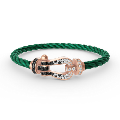 Mystic FORCE LARGE HORSESHOE BLACK WHITE DIAMOND BRACELET ROSE GOLD