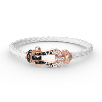 Mystic FORCE LARGE HORSESHOE BLACK WHITE DIAMOND BRACELET ROSE GOLD