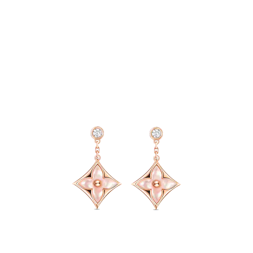 Mystic DOUBLE STAR PINK GOLD MOP DROP EARRINGS