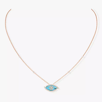 [Mystic]Lucky Eye Diamond Necklace in Rose Gold and Turquoise
