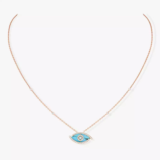 [Mystic]Lucky Eye Diamond Necklace in Rose Gold and Turquoise