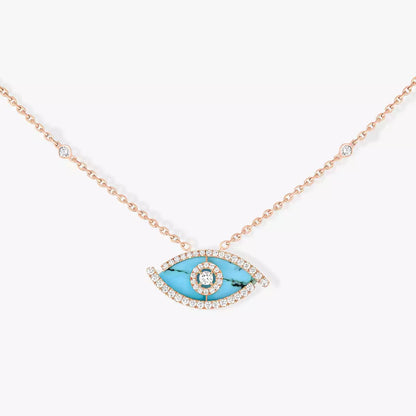 [Mystic]Lucky Eye Diamond Necklace in Rose Gold and Turquoise