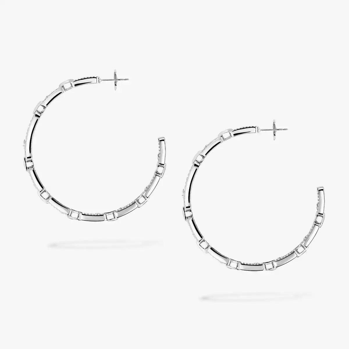 [[Mystic]Move Link Diamond Hoop Earrings