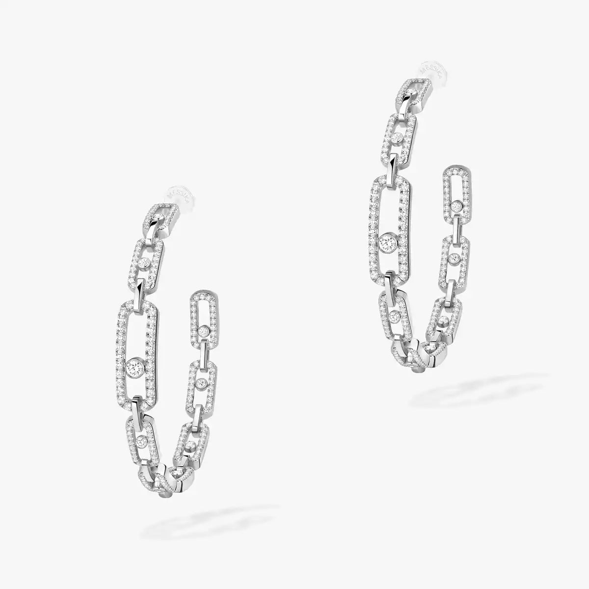 [[Mystic]Move Link Diamond Hoop Earrings