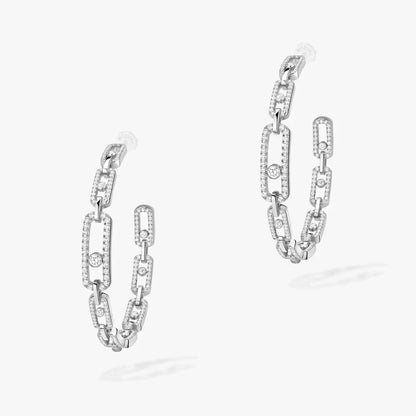 [[Mystic]Move Link Diamond Hoop Earrings