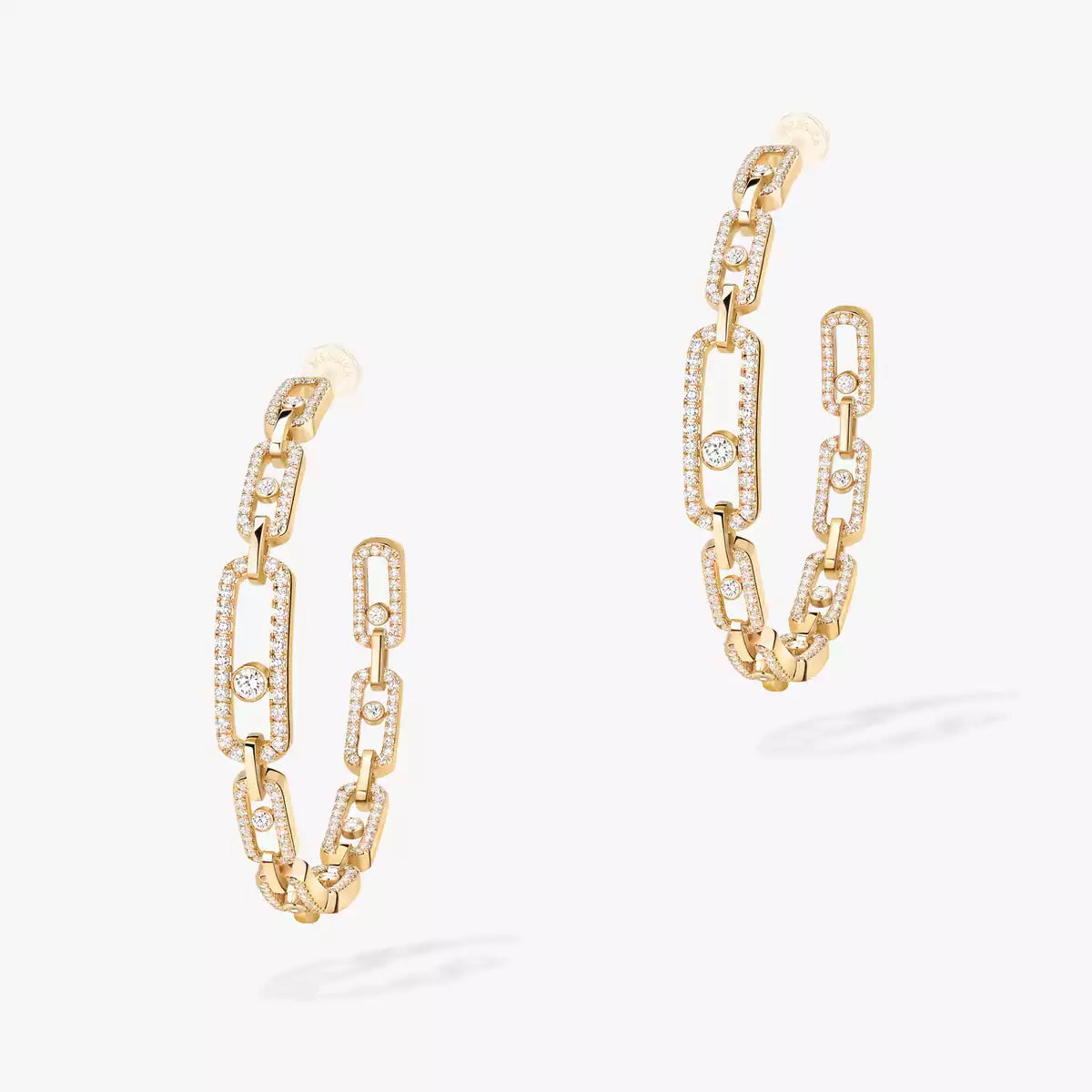 [[Mystic]Move Link Diamond Hoop Earrings