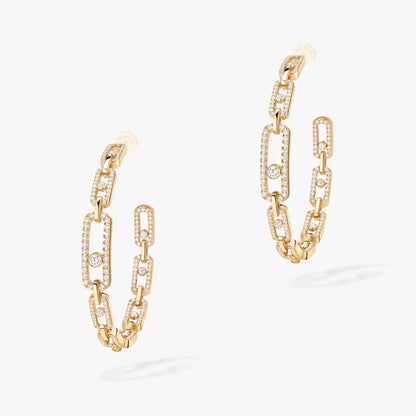[[Mystic]Move Link Diamond Hoop Earrings