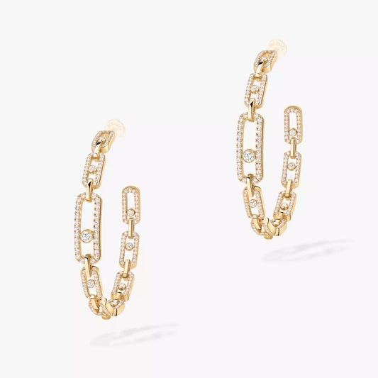 [[Mystic]Move Link Diamond Hoop Earrings