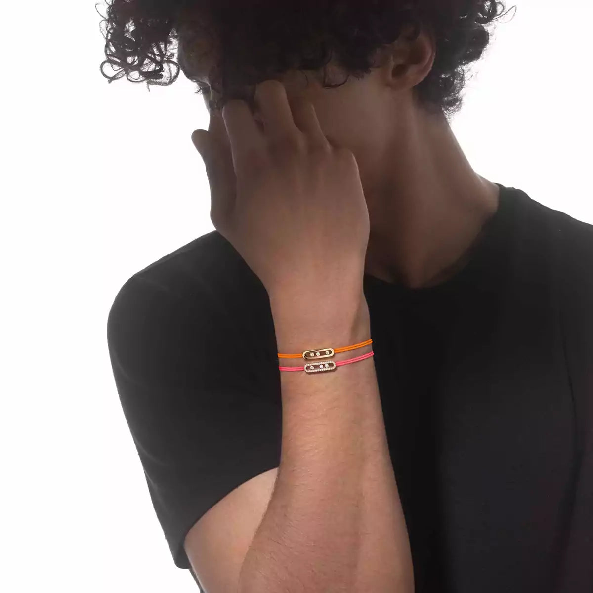 [Mystic]Messika Care(s) pink cord pavé bracelet