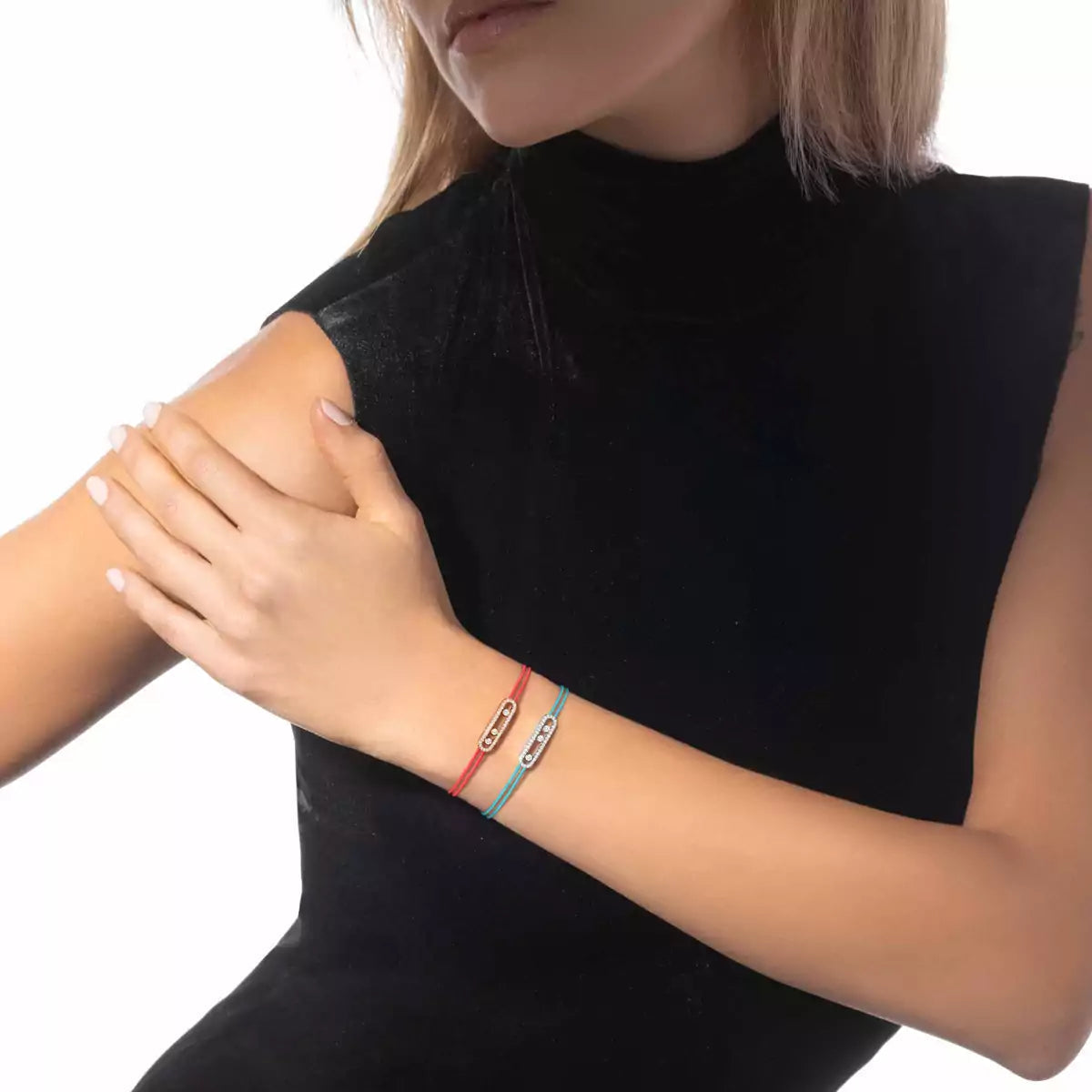[Mystic]Messika Care(s) pink cord pavé bracelet