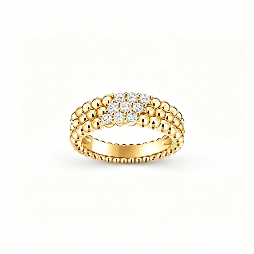 [Mystic ]  THREE-ROW DIAMOND RING