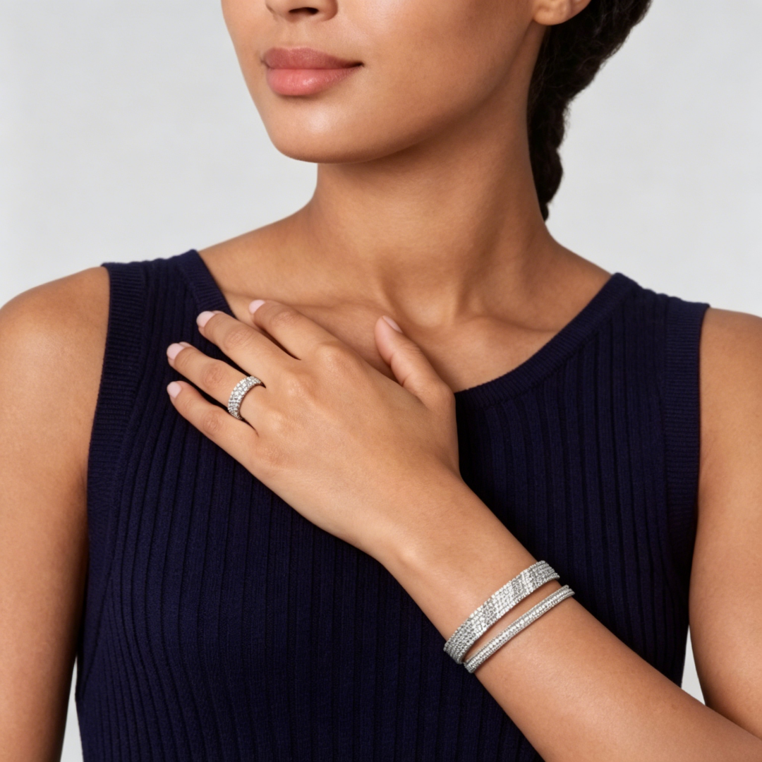 [Mystic ]  THREE-ROW DIAMOND RING