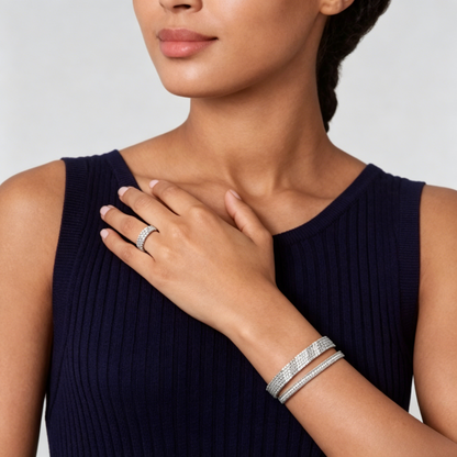 [Mystic ]  THREE-ROW DIAMOND RING