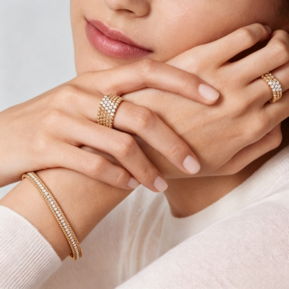 [Mystic ]  THREE-ROW DIAMOND RING