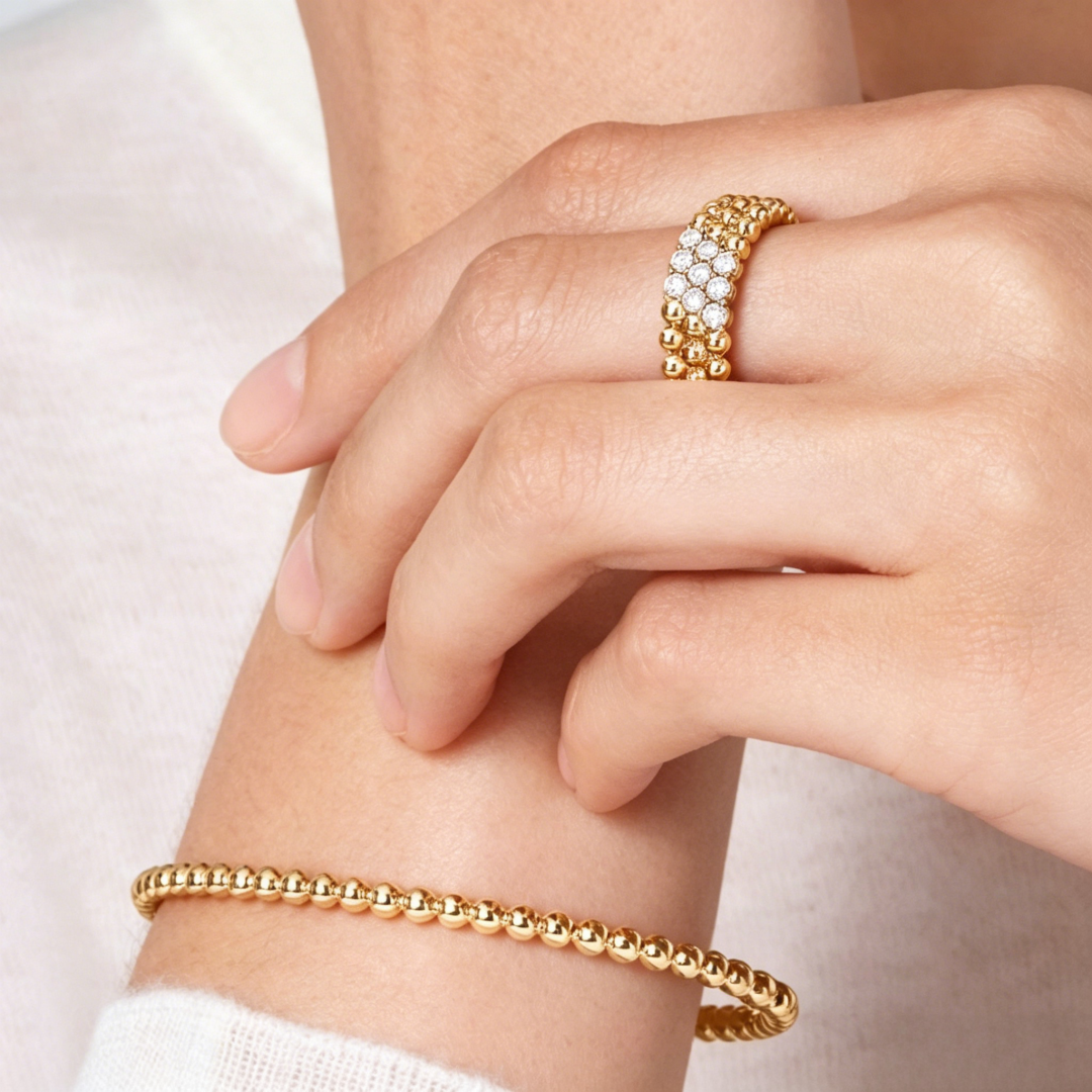 [Mystic ]  THREE-ROW DIAMOND RING