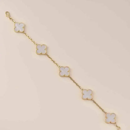 [Mystic ]New CLOVER WHITE PEARL MOP 5 MOTIF BRACELET COLLECTION