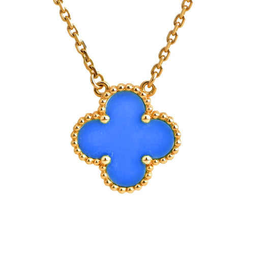 Mystic CLOVER 15MM BLUE AGATE NECKLACE