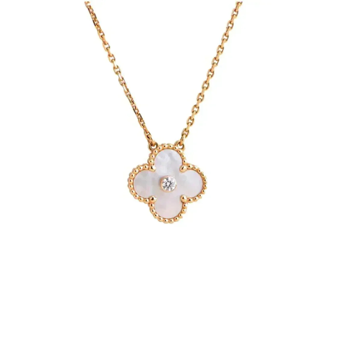 Mystic CLOVER 15MM DIAMOND WHITE FRITILLARIA NECKLACE
