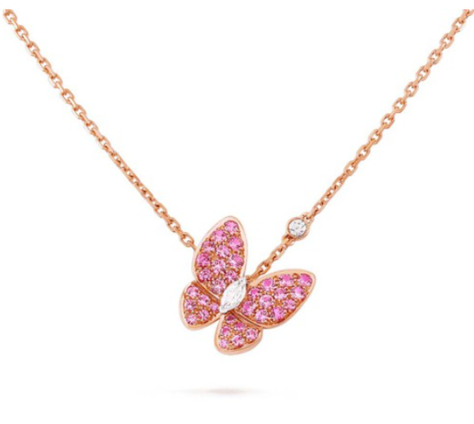 Mystic BUTTERFLY RED DIAMOND ROSE GOLD NECKLACE