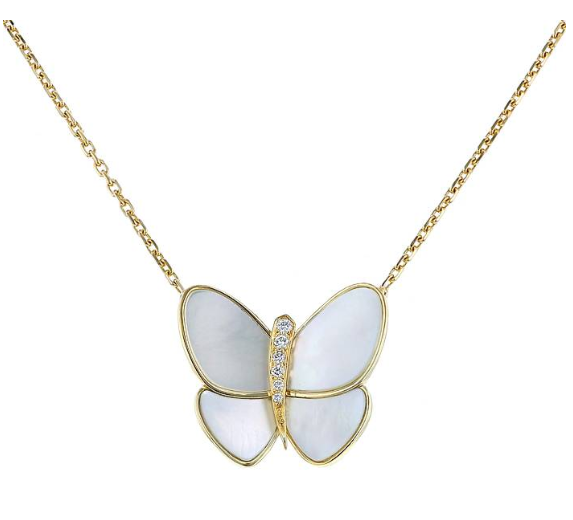 Mystic BUTTERFLY GOLD MOP DIAMOND NECKLACE