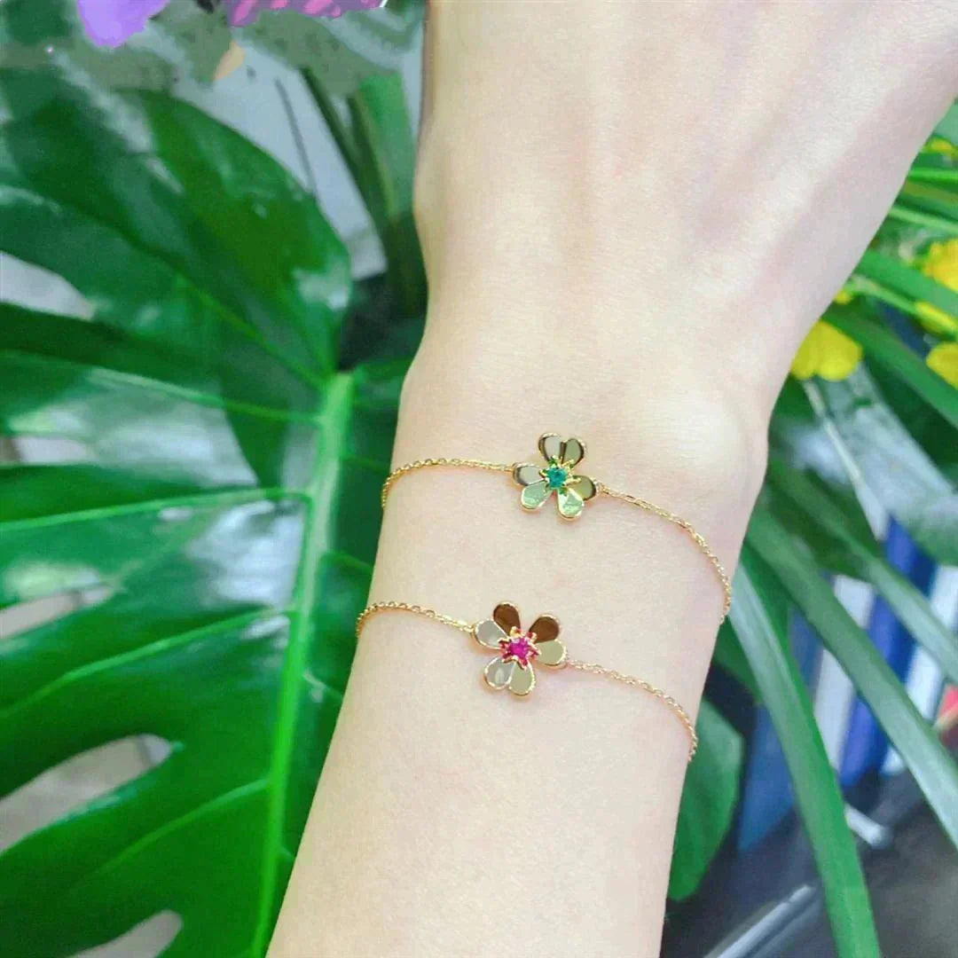 Mystic FRIVOLE GOLD FLOWER PINK MALACHITE BRACELET