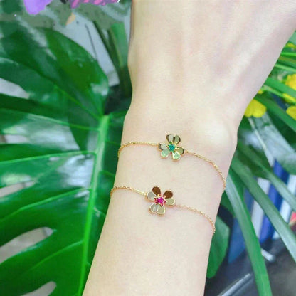 Mystic FRIVOLE GOLD FLOWER PINK MALACHITE BRACELET