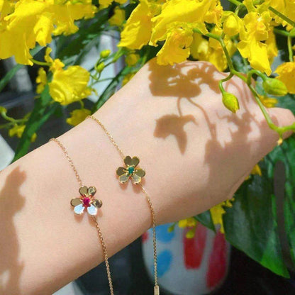 Mystic FRIVOLE GOLD FLOWER PINK MALACHITE BRACELET