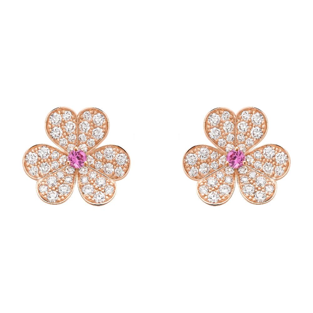 Mystic FRIVOLE PINK GOLD FLOWER DIAMOND EARRINGS