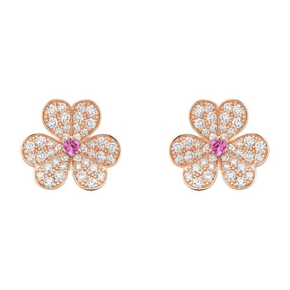 Mystic FRIVOLE PINK GOLD FLOWER DIAMOND EARRINGS