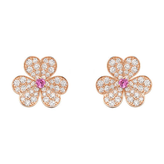 Mystic FRIVOLE PINK GOLD FLOWER DIAMOND EARRINGS