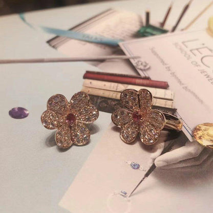 Mystic FRIVOLE PINK GOLD FLOWER DIAMOND EARRINGS