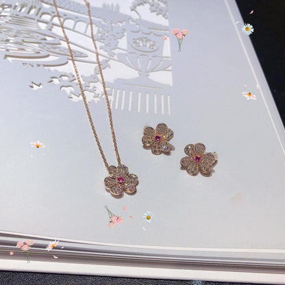 Mystic FRIVOLE PINK GOLD FLOWER DIAMOND EARRINGS