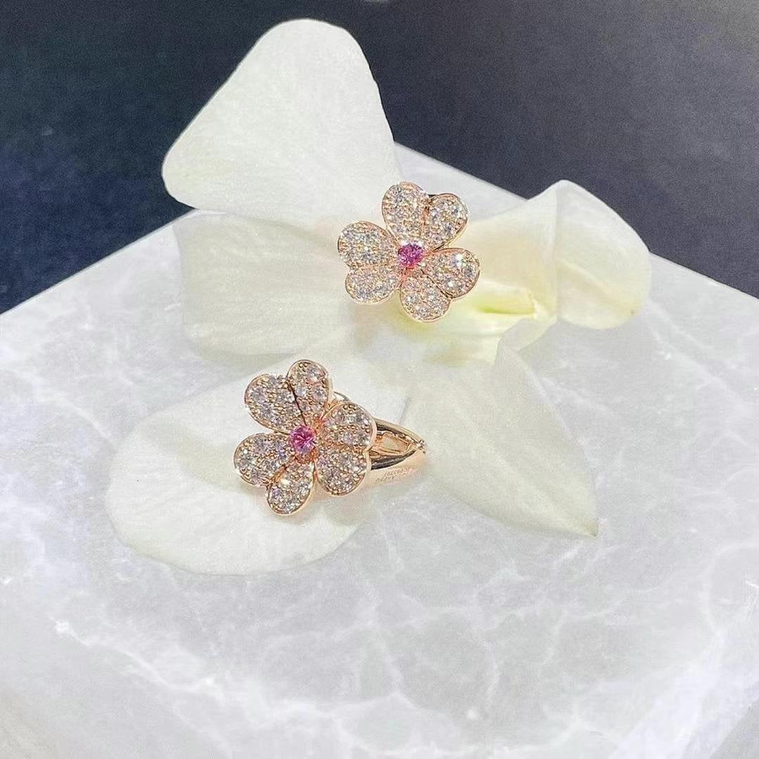 Mystic FRIVOLE PINK GOLD FLOWER DIAMOND EARRINGS