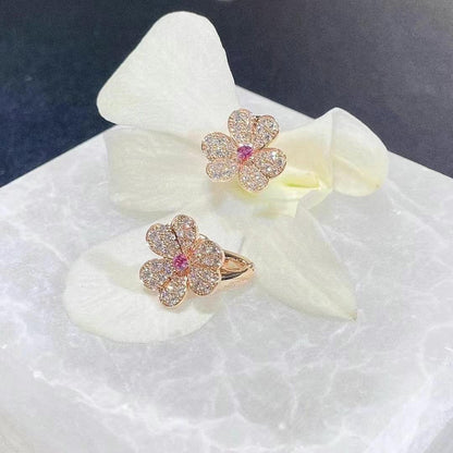 Mystic FRIVOLE PINK GOLD FLOWER DIAMOND EARRINGS