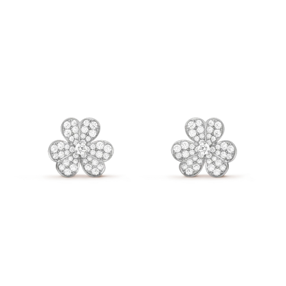 Mystic FRIVOLE SILVER FLOWER DIAMOND EARRINGS