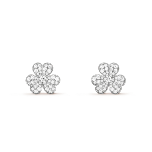 Mystic FRIVOLE SILVER FLOWER DIAMOND EARRINGS