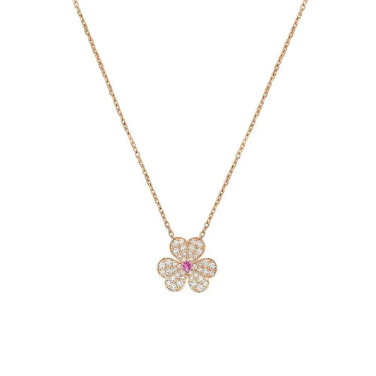 Mystic FRIVOLE ROSE GOLD FLOWER DIAMOND NECKLACE