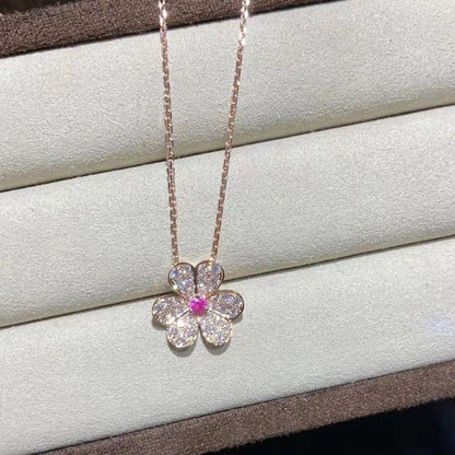 Mystic FRIVOLE ROSE GOLD FLOWER DIAMOND NECKLACE