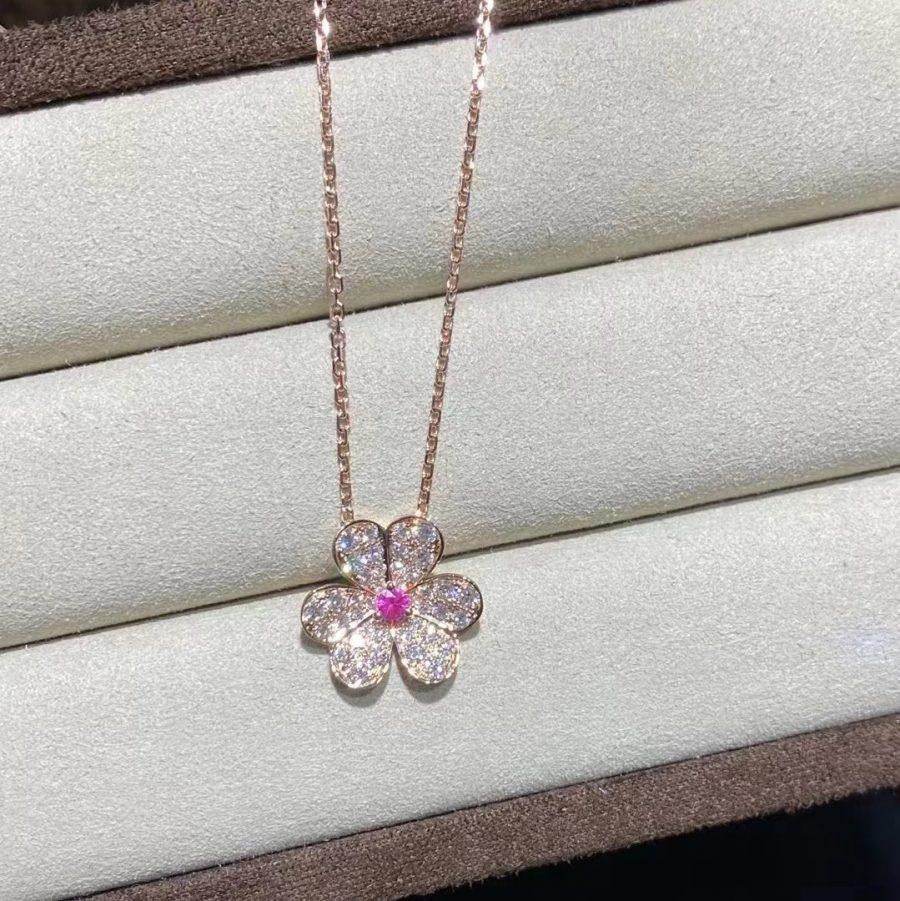 Mystic FRIVOLE ROSE GOLD FLOWER DIAMOND NECKLACE