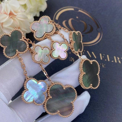 Mystic CLOVER EARRINGS DARK MOP 4 MOTIFS ROSE GOLD