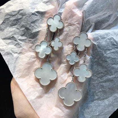 Mystic CLOVER EARRINGS WHITE MOP 4 MOTIFS SILVER
