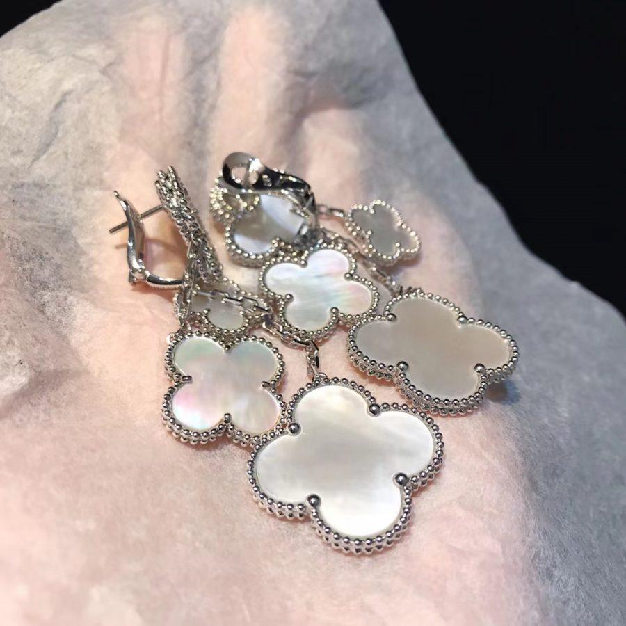 Mystic CLOVER EARRINGS WHITE MOP 4 MOTIFS SILVER