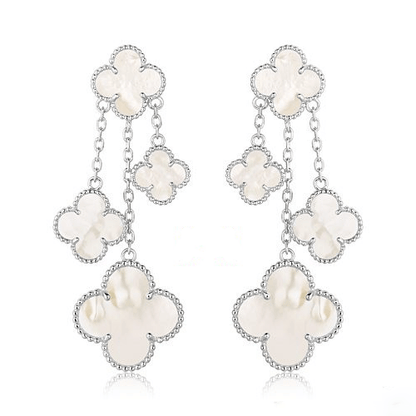 Mystic CLOVER EARRINGS WHITE MOP 4 MOTIFS SILVER