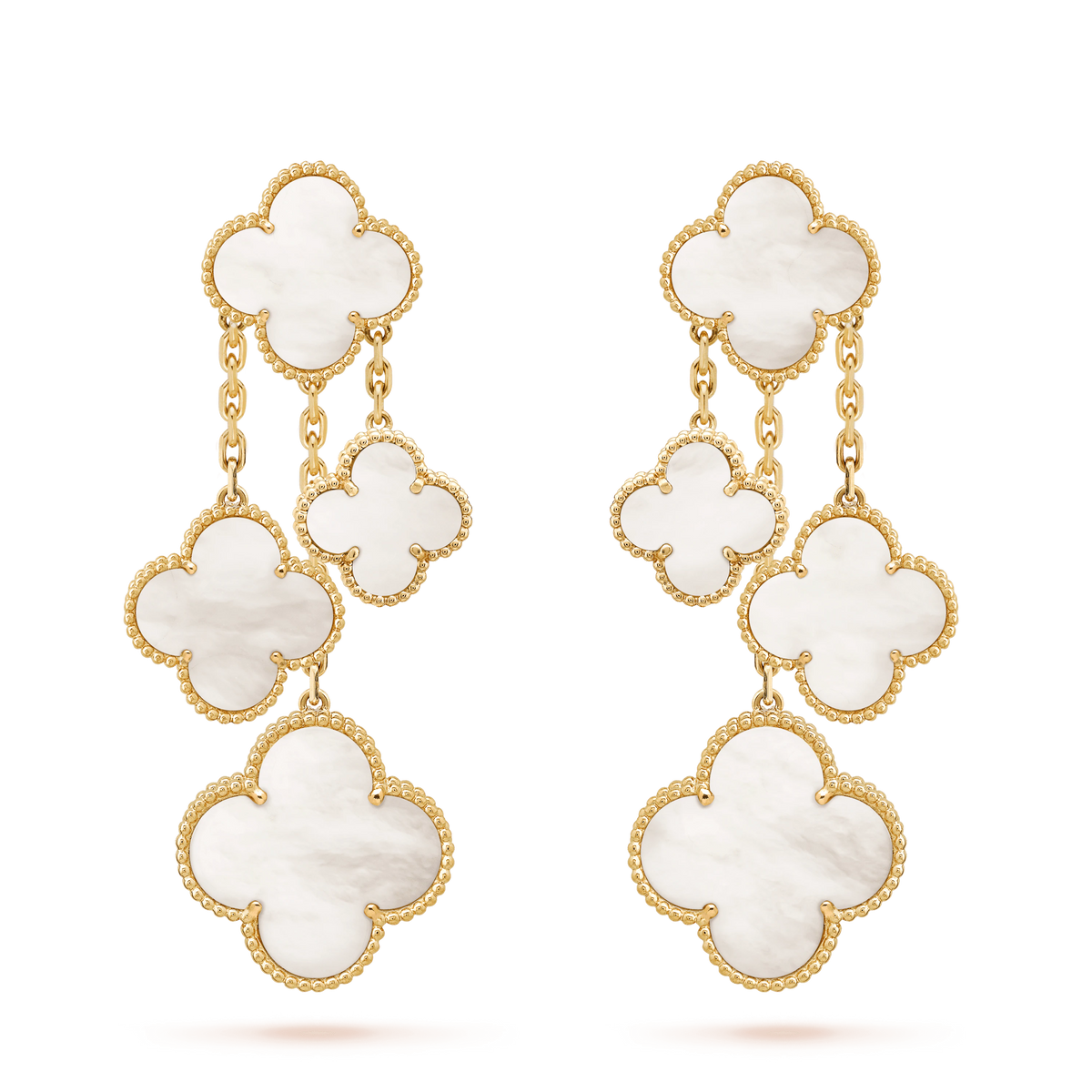 Mystic CLOVER EARRINGS WHITE MOP 4 MOTIFS GOLD