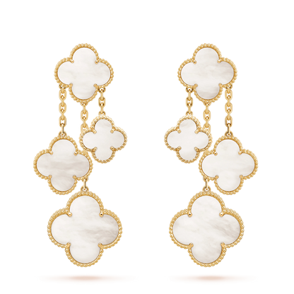 Mystic CLOVER EARRINGS WHITE MOP 4 MOTIFS GOLD