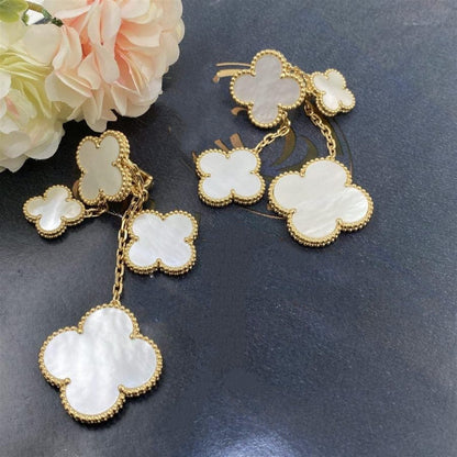 Mystic CLOVER EARRINGS WHITE MOP 4 MOTIFS GOLD