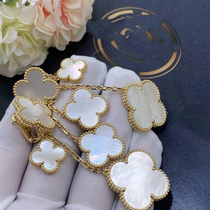 Mystic CLOVER EARRINGS WHITE MOP 4 MOTIFS GOLD