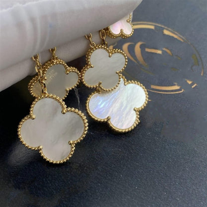 Mystic CLOVER EARRINGS WHITE MOP 4 MOTIFS GOLD