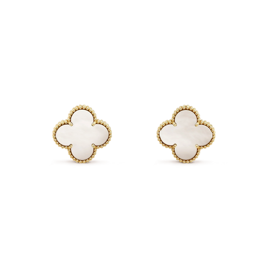 Mystic CLOVER MEDIUM 1 MOTIFS  WHITE MOP STUD EARRINGS